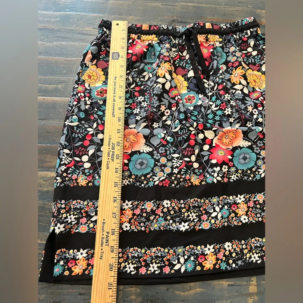 LOFT Black Floral Pencil Skirt with Multicolor Blooms